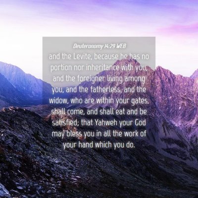 Picture 04 - Deuteronomy 14:29 WEB - and the Levite, because he has no portion nor - Bible Verse Picture