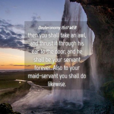 Picture 04 - Deuteronomy 15:17 WEB - then you shall take an awl, and thrust it through - Bible Verse Picture