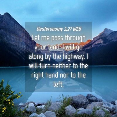 Picture 04 - Deuteronomy 2:27 WEB - Let me pass through your land: I will go along by - Bible Verse Picture