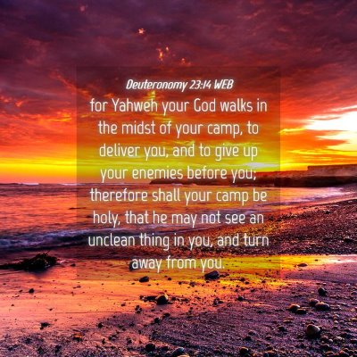 Picture 04 - Deuteronomy 23:14 WEB - for Yahweh your God walks in the midst of your - Bible Verse Picture