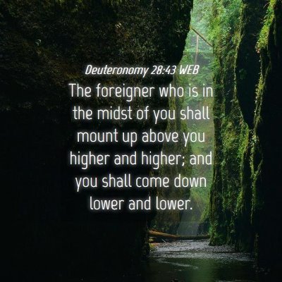 Picture 04 - Deuteronomy 28:43 WEB - The foreigner who is in the midst of you shall - Bible Verse Picture