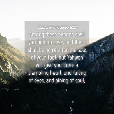 Picture 04 - Deuteronomy 28:65 WEB - Among these nations shall you find no ease, and - Bible Verse Picture