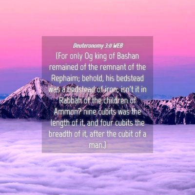 Picture 04 - Deuteronomy 3:11 WEB - (For only Og king of Bashan remained of the - Bible Verse Picture