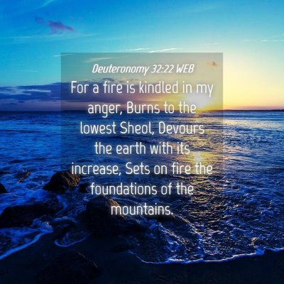 Picture 04 - Deuteronomy 32:22 WEB - For a fire is kindled in my anger, Burns to the - Bible Verse Picture