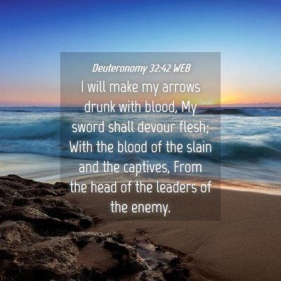 Picture 04 - Deuteronomy 32:42 WEB - I will make my arrows drunk with blood, My sword - Bible Verse Picture