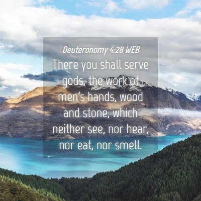 Picture 04 - Deuteronomy 4:28 WEB - There you shall serve gods, the work of men's - Bible Verse Picture
