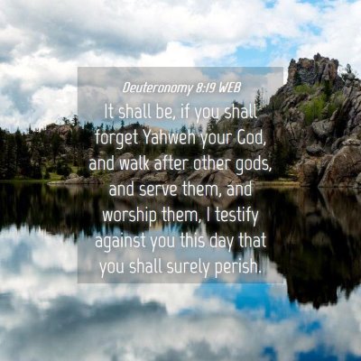 Picture 04 - Deuteronomy 8:19 WEB - It shall be, if you shall forget Yahweh your God, - Bible Verse Picture