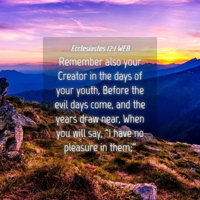 Picture 04 - Ecclesiastes 12:1 WEB - Remember also your Creator in the days of your - Bible Verse Picture