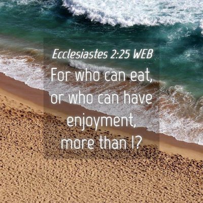 Picture 04 - Ecclesiastes 2:25 WEB - For who can eat, or who can have enjoyment, more - Bible Verse Picture