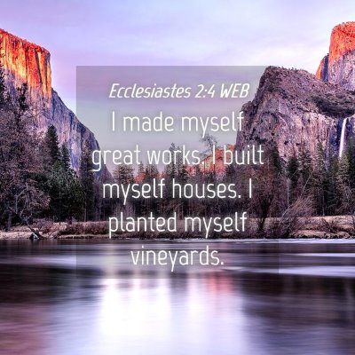 Picture 04 - Ecclesiastes 2:4 WEB - I made myself great works. I built myself houses. - Bible Verse Picture