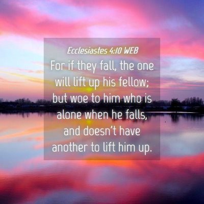 Picture 04 - Ecclesiastes 4:10 WEB - For if they fall, the one will lift up his - Bible Verse Picture