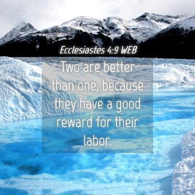 Picture 04 - Ecclesiastes 4:9 WEB - Two are better than one, because they have a good - Bible Verse Picture