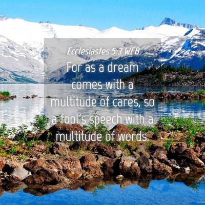 Picture 04 - Ecclesiastes 5:3 WEB - For as a dream comes with a multitude of cares, - Bible Verse Picture