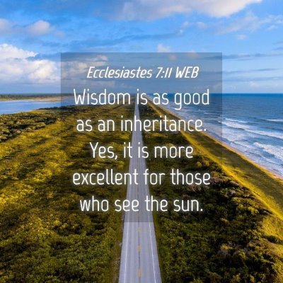 Picture 04 - Ecclesiastes 7:11 WEB - Wisdom is as good as an inheritance. Yes, it is - Bible Verse Picture