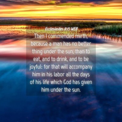 Picture 04 - Ecclesiastes 8:15 WEB - Then I commended mirth, because a man has no - Bible Verse Picture