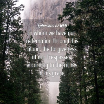 Picture 04 - Ephesians 1:7 WEB - in whom we have our redemption through his blood, - Bible Verse Picture