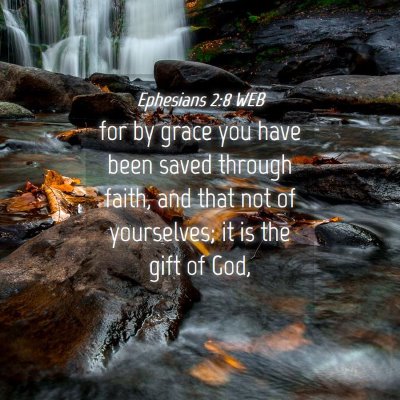 Picture 04 - Ephesians 2:8 WEB - for by grace you have been saved through faith, - Bible Verse Picture
