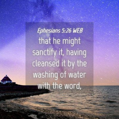Picture 04 - Ephesians 5:26 WEB - that he might sanctify it, having cleansed it by - Bible Verse Picture