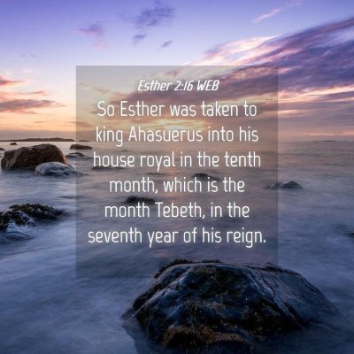 Picture 04 - Esther 2:16 WEB - So Esther was taken to king Ahasuerus into his - Bible Verse Picture