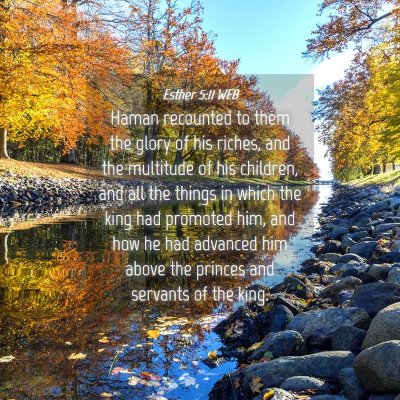 Picture 04 - Esther 5:11 WEB - Haman recounted to them the glory of his riches, - Bible Verse Picture