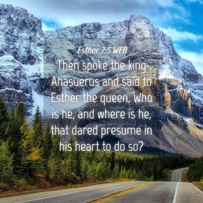 Picture 04 - Esther 7:5 WEB - Then spoke the king Ahasuerus and said to Esther - Bible Verse Picture