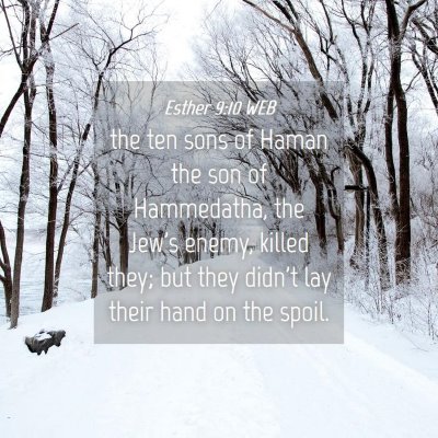 Picture 04 - Esther 9:10 WEB - the ten sons of Haman the son of Hammedatha, the - Bible Verse Picture