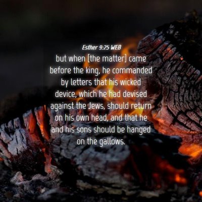 Picture 04 - Esther 9:25 WEB - but when [the matter] came before the king, he - Bible Verse Picture