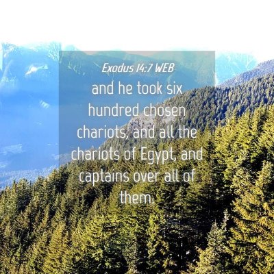 Picture 04 - Exodus 14:7 WEB - and he took six hundred chosen chariots, and all - Bible Verse Picture