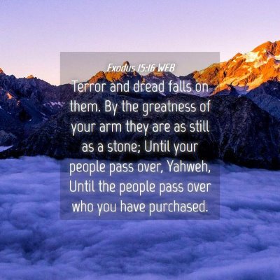 Picture 04 - Exodus 15:16 WEB - Terror and dread falls on them. By the greatness - Bible Verse Picture