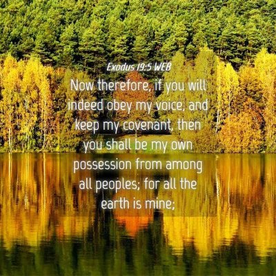 Picture 04 - Exodus 19:5 WEB - Now therefore, if you will indeed obey my voice, - Bible Verse Picture