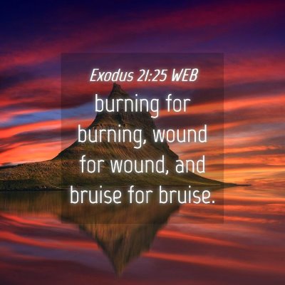 Picture 04 - Exodus 21:25 WEB - burning for burning, wound for wound, and bruise - Bible Verse Picture