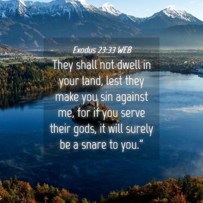 Picture 04 - Exodus 23:33 WEB - They shall not dwell in your land, lest they make - Bible Verse Picture