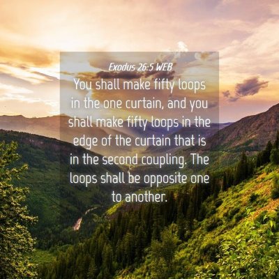 Picture 04 - Exodus 26:5 WEB - You shall make fifty loops in the one curtain, - Bible Verse Picture