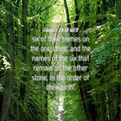 Picture 04 - Exodus 28:10 WEB - six of their names on the one stone, and the - Bible Verse Picture