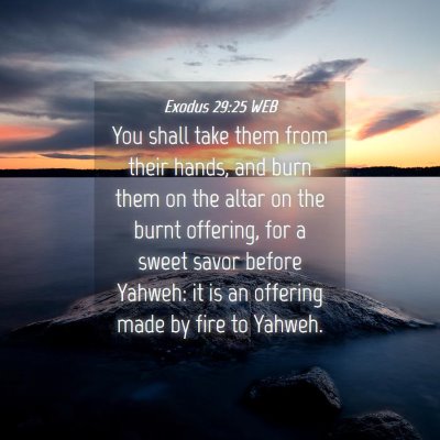Picture 04 - Exodus 29:25 WEB - You shall take them from their hands, and burn - Bible Verse Picture