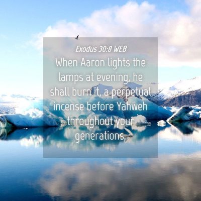 Picture 04 - Exodus 30:8 WEB - When Aaron lights the lamps at evening, he shall - Bible Verse Picture