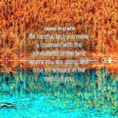 Picture 04 - Exodus 34:12 WEB - Be careful, lest you make a covenant with the - Bible Verse Picture