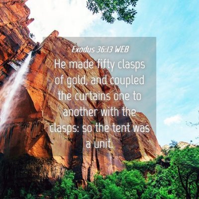 Picture 04 - Exodus 36:13 WEB - He made fifty clasps of gold, and coupled the - Bible Verse Picture