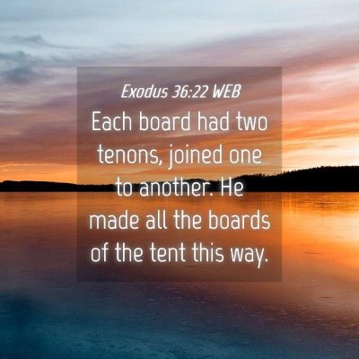 Picture 04 - Exodus 36:22 WEB - Each board had two tenons, joined one to another. - Bible Verse Picture