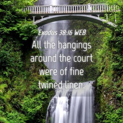 Picture 04 - Exodus 38:16 WEB - All the hangings around the court were of fine - Bible Verse Picture