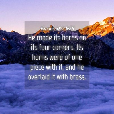 Picture 04 - Exodus 38:2 WEB - He made its horns on its four corners. Its horns - Bible Verse Picture