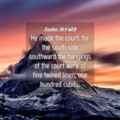 Picture 04 - Exodus 38:9 WEB - He made the court: for the south side southward - Bible Verse Picture