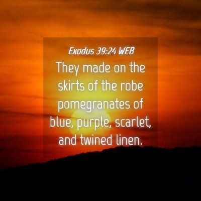 Picture 04 - Exodus 39:24 WEB - They made on the skirts of the robe pomegranates - Bible Verse Picture