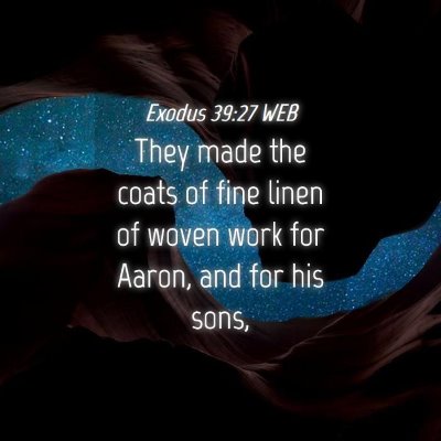 Picture 04 - Exodus 39:27 WEB - They made the coats of fine linen of woven work - Bible Verse Picture