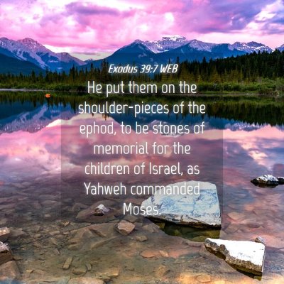 Picture 04 - Exodus 39:7 WEB - He put them on the shoulder-pieces of the ephod, - Bible Verse Picture