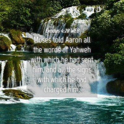 Picture 04 - Exodus 4:28 WEB - Moses told Aaron all the words of Yahweh with - Bible Verse Picture