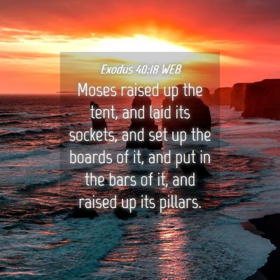 Picture 04 - Exodus 40:18 WEB - Moses raised up the tent, and laid its sockets, - Bible Verse Picture
