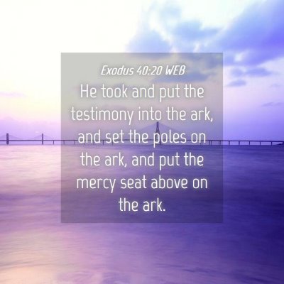 Picture 04 - Exodus 40:20 WEB - He took and put the testimony into the ark, and - Bible Verse Picture