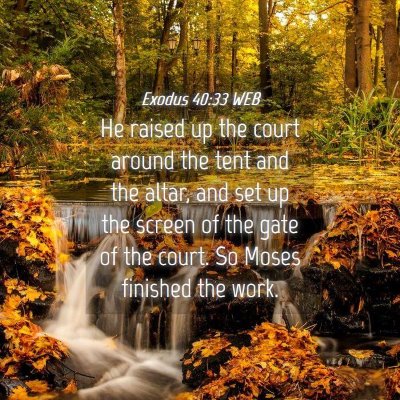 Picture 04 - Exodus 40:33 WEB - He raised up the court around the tent and the - Bible Verse Picture