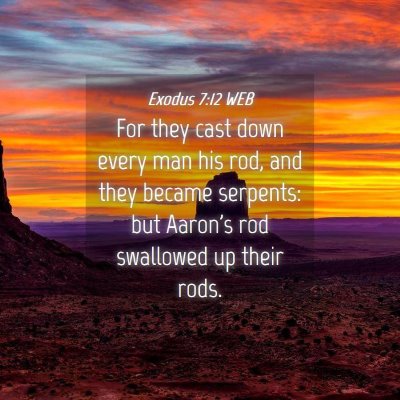 Picture 04 - Exodus 7:12 WEB - For they cast down every man his rod, and they - Bible Verse Picture